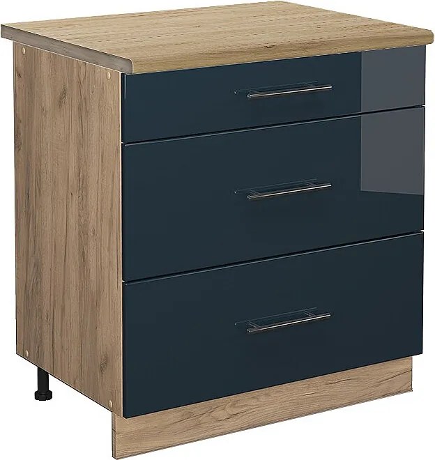 Szafka dolna do kuchni ciemnoniebieski wysoki połysk 80x60x82 fame-line