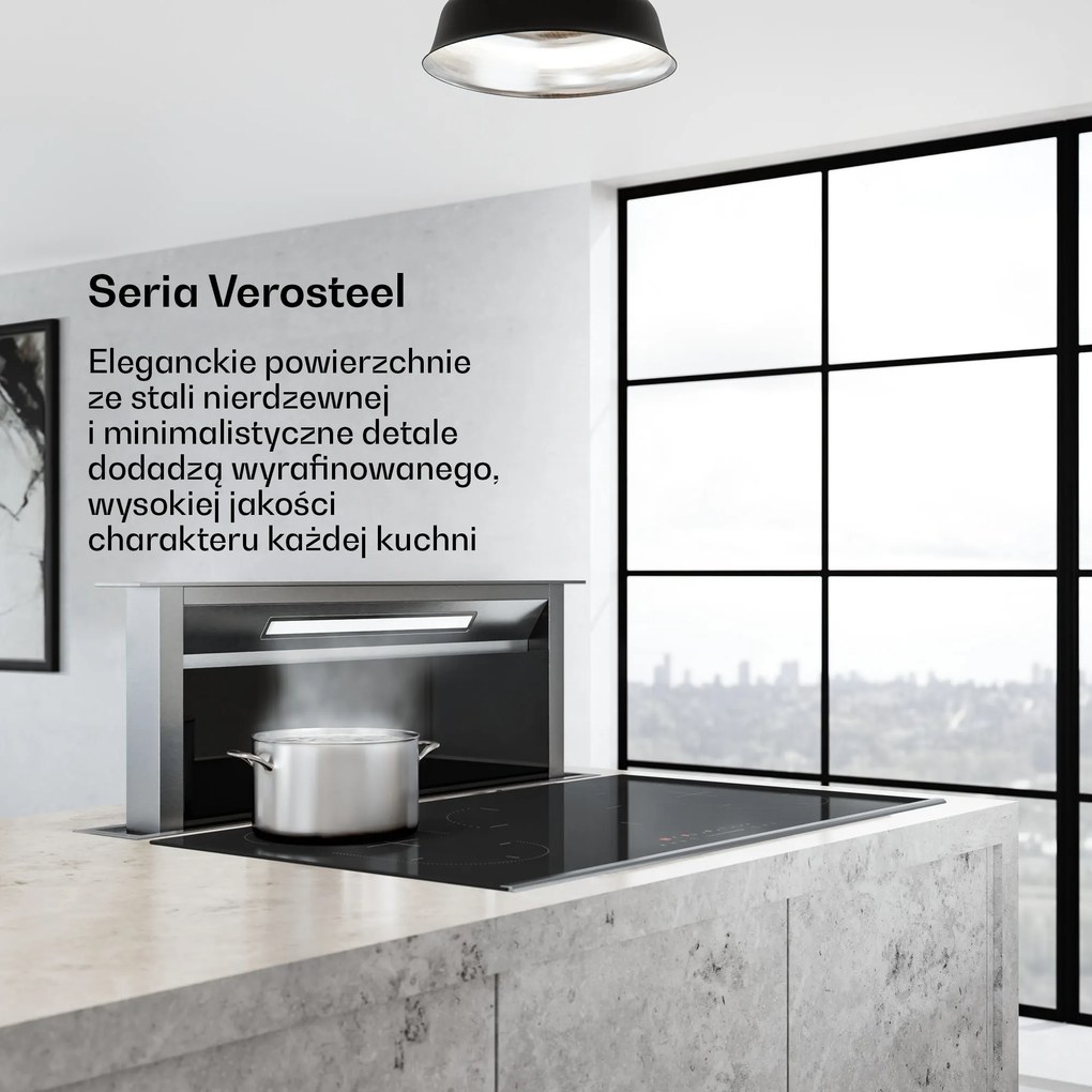 Klarstein VeroSteel 90cm 907m³/h Okap Blatowy Srebrny