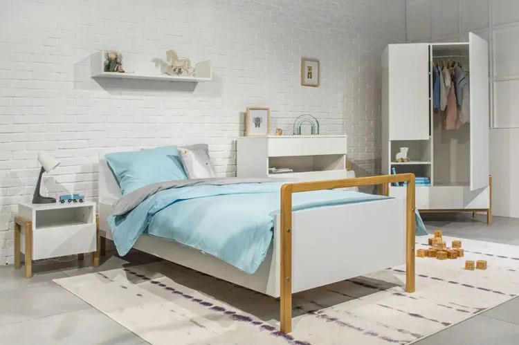 Białe nowoczesne łóżko dziecięce K3-L43