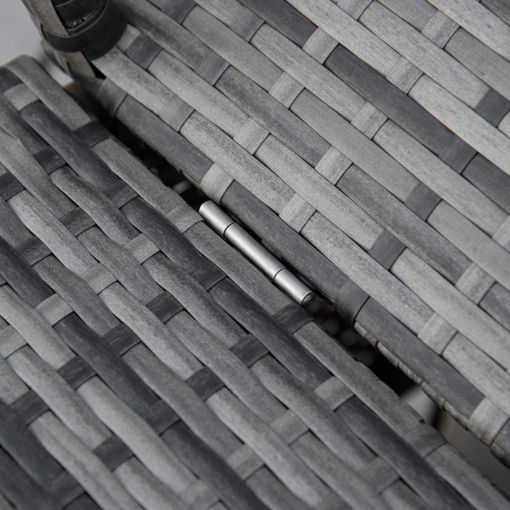 outsunny leżak wykonany z technorattanu z regulowanym baldachimem w kolorze szarym