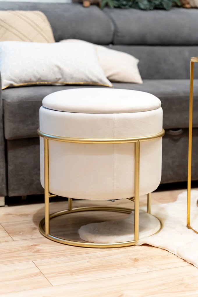 Pufa ze schowkiem ELIANE, okrągła