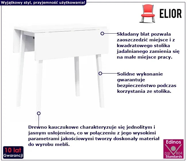 Składany stół jadalniany biały - Himunir