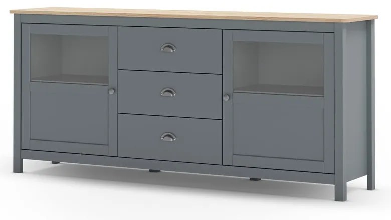 Szarozielona komoda z litego drewna sosnowego 180x80x40 cm Misti – Marckeric