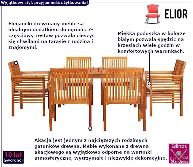 7-częściowu zestaw obiadowy do ogrodu - Timi