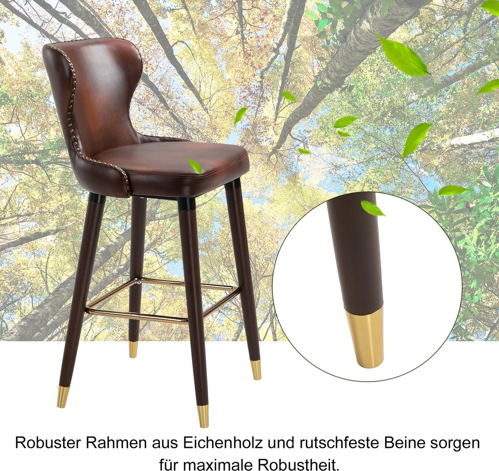 HOMCOM krzesło barowe krzesło bistro krzesło do jadalni z podnóżkiem wysokim oparciem PU