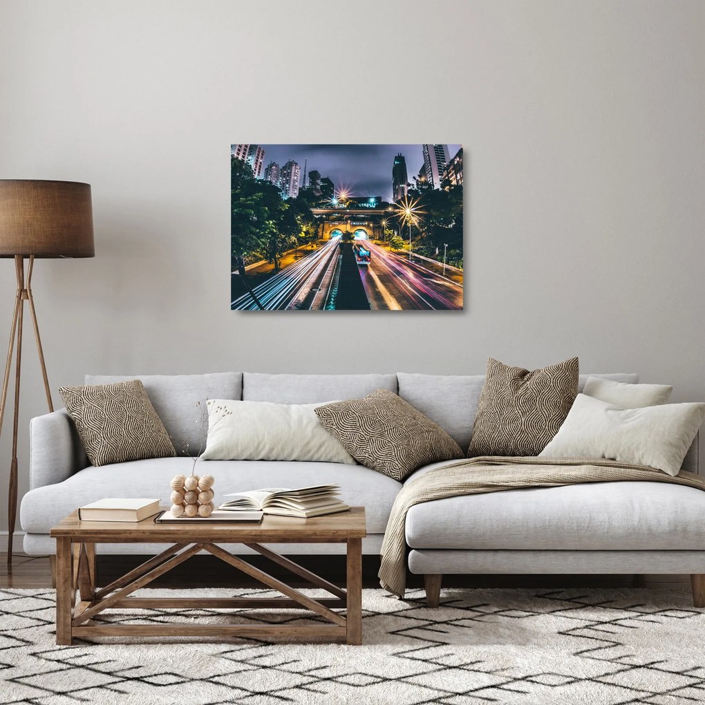 Obraz na szkle miasta nocą (70x50 cm)