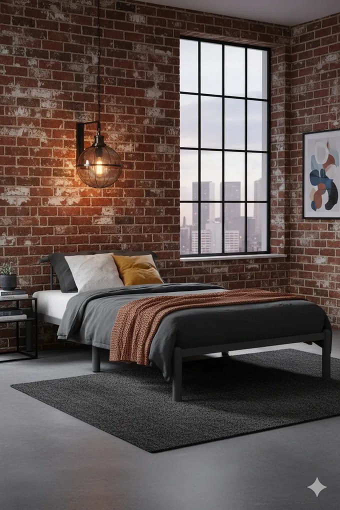 Szare metalowe łózko jednoosobowe 90 x 200 cm A7-N17