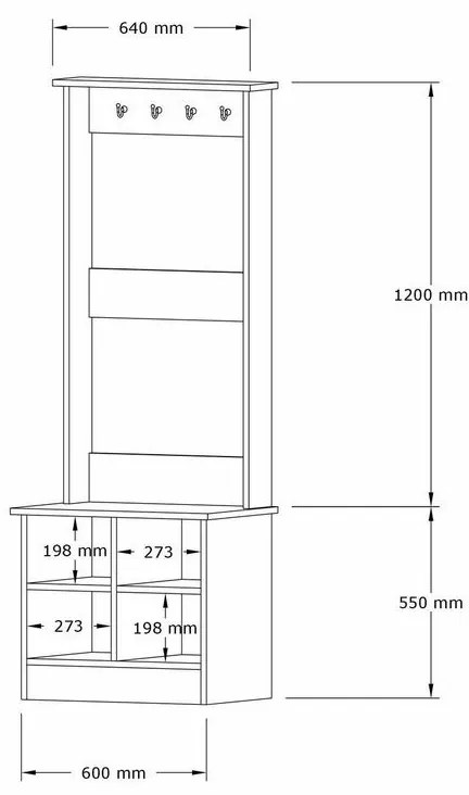 Wieszak z półką na buty Mare White and Sapphire Oak