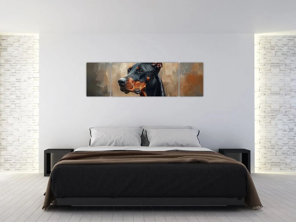 Obraz - Portret Dobrmana (170x50 cm)
