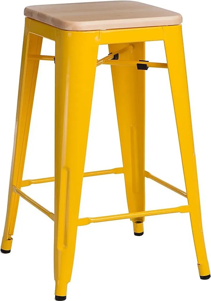 Metalowy wysoki hoker żółty sosna - Z1-F78