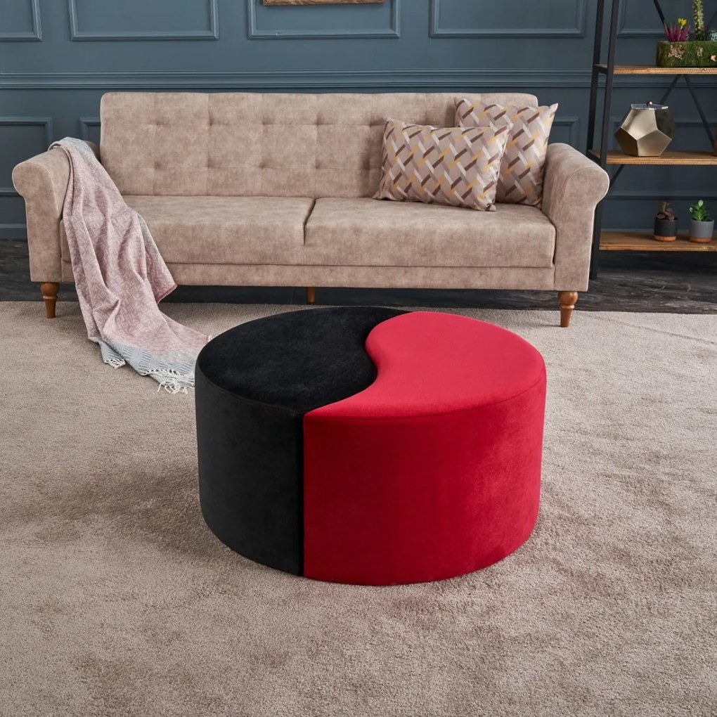 Taboret  Alis Puf Red and Black