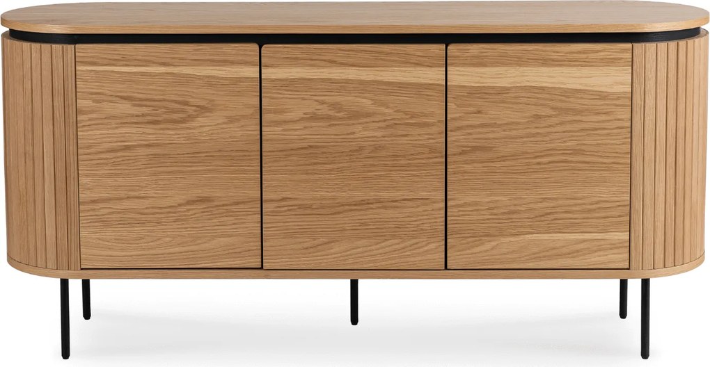 Komoda do Salonu BECK MAXI 160 cm Dąb Trzydrzwiowa Ryflowana Nowoczesna