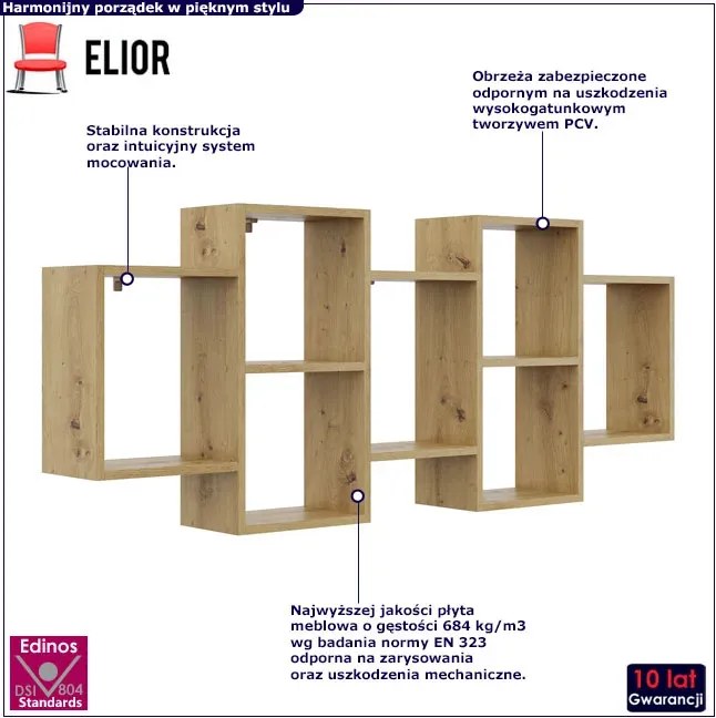 Nowoczesna półka wisząca dąb artisan - Malene