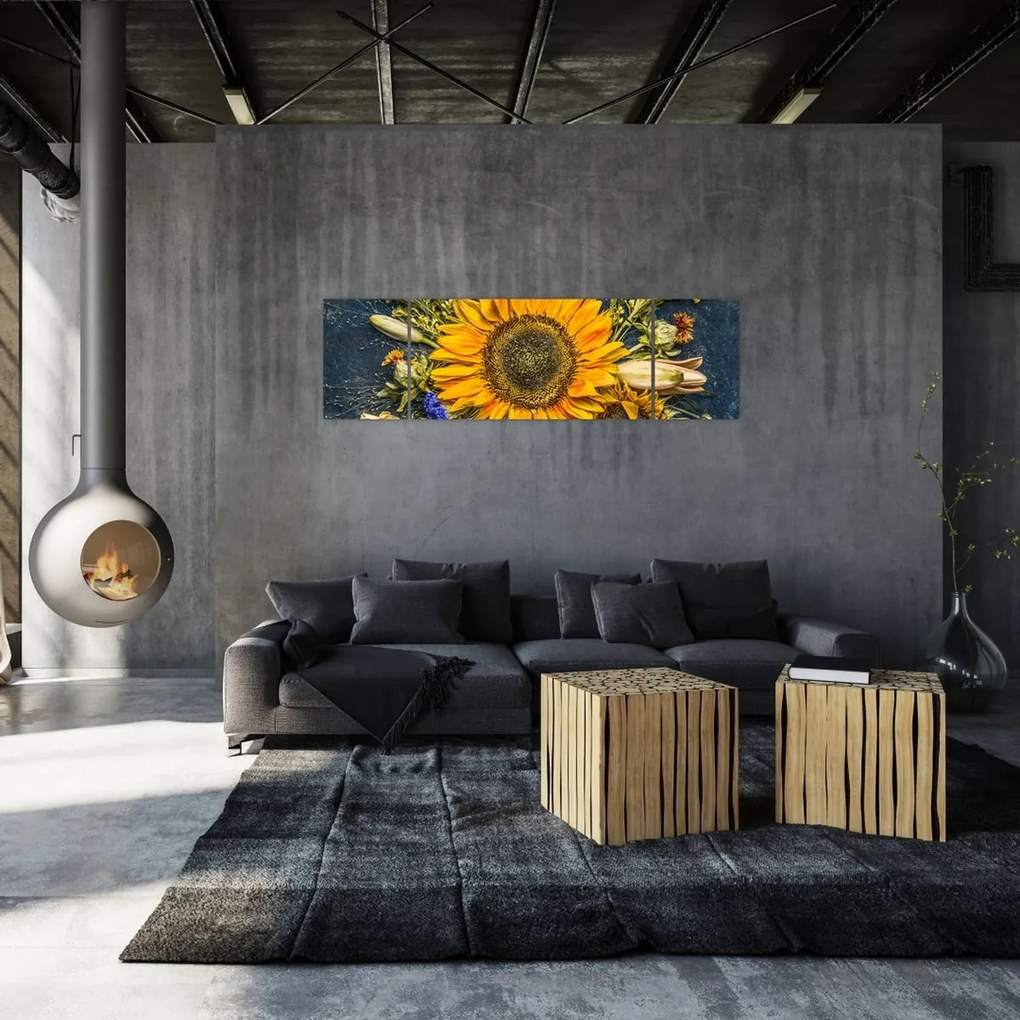 Obraz - Jesienne kwiaty (170x50 cm)