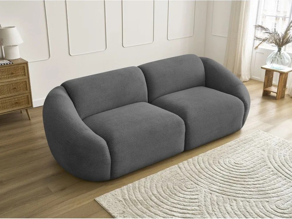 Szara sztruksowa sofa 250 cm Tina – Bobochic Paris