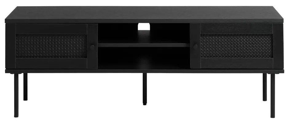 Czarna szafka pod TV w dekorze dębu 120x43 cm Pensacola – Unique Furniture