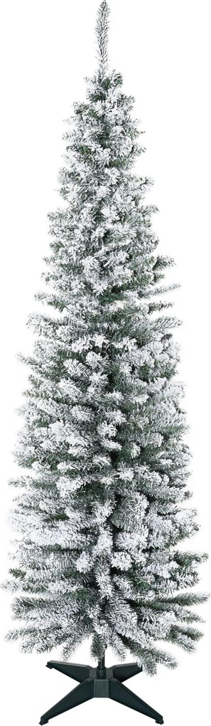 HOMCOM Sztuczna Choinka, 210 cm, z Ośnieżonymi Gałęziami PVC, Składana, z Metalową Podstawą, Zielony/Biały | Aosom PL