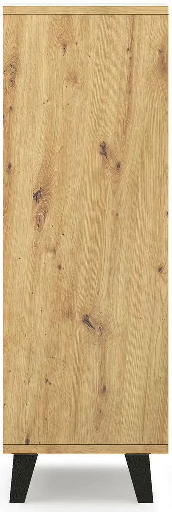 Wysoka komoda na nóżkach z 5 szufladami dąb artisan + biały M0-S86