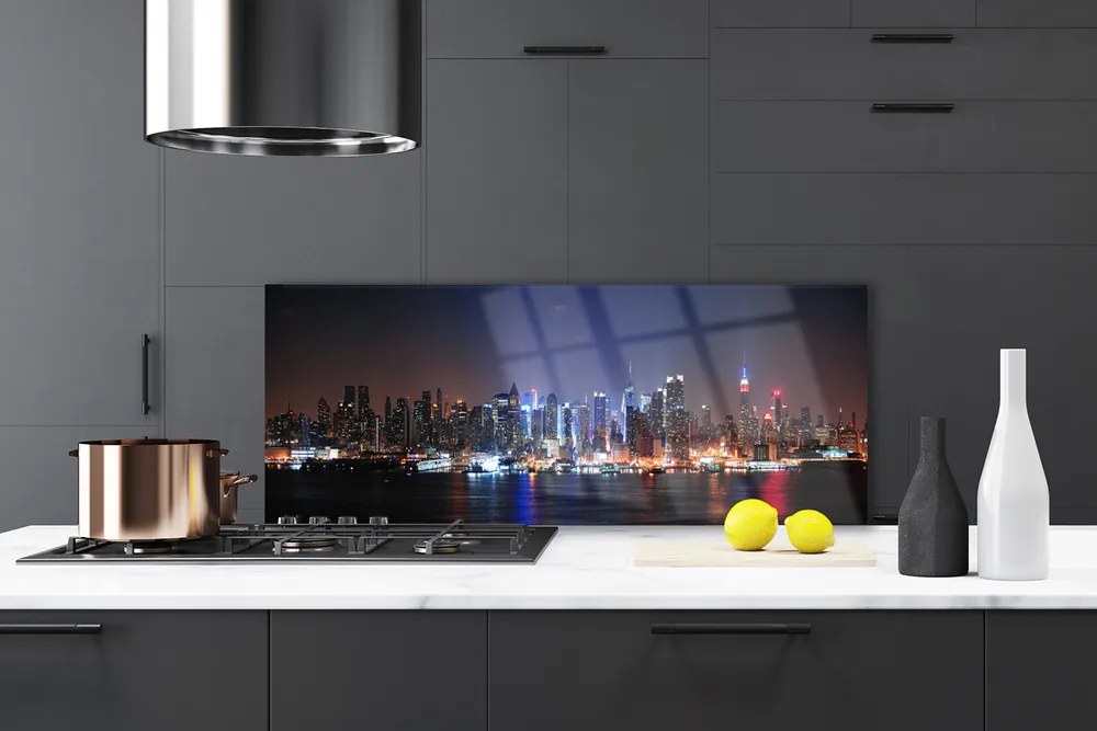 Szkło do Kuchni na Ścianę Miasto Nad Brzegiem Kanału