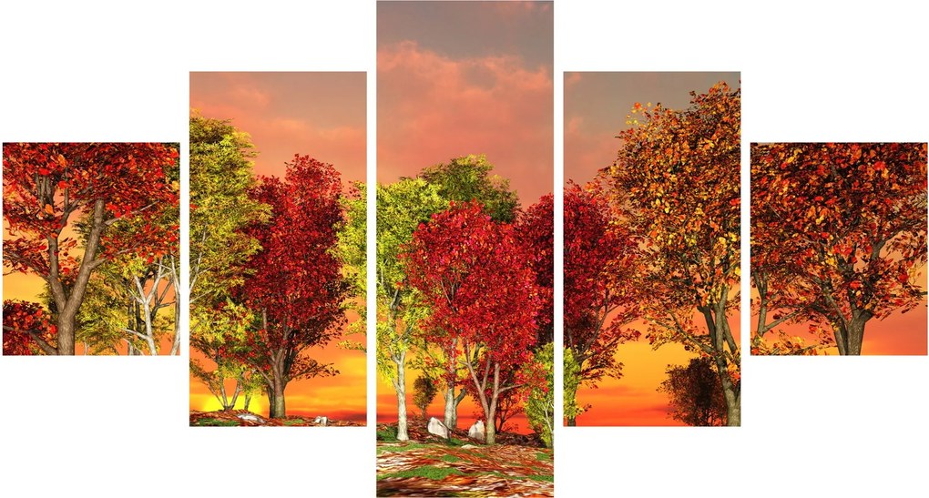 Obraz - Kolorowe drzewa (125x70 cm)