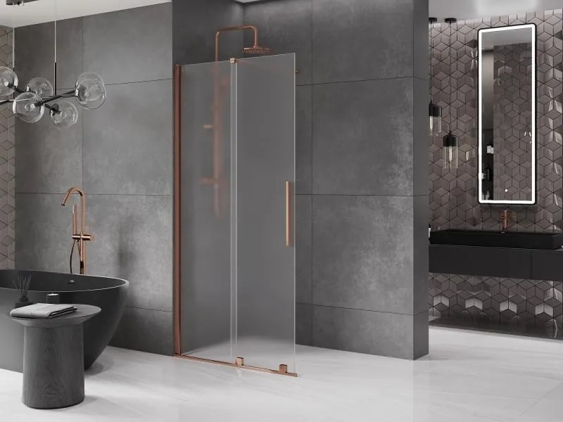 Mexen Velar ścianka prysznicowa rozsuwana Walk-in 120 x 200 cm, szron 8 mm, różowe złoto - 871-120-000-33-60