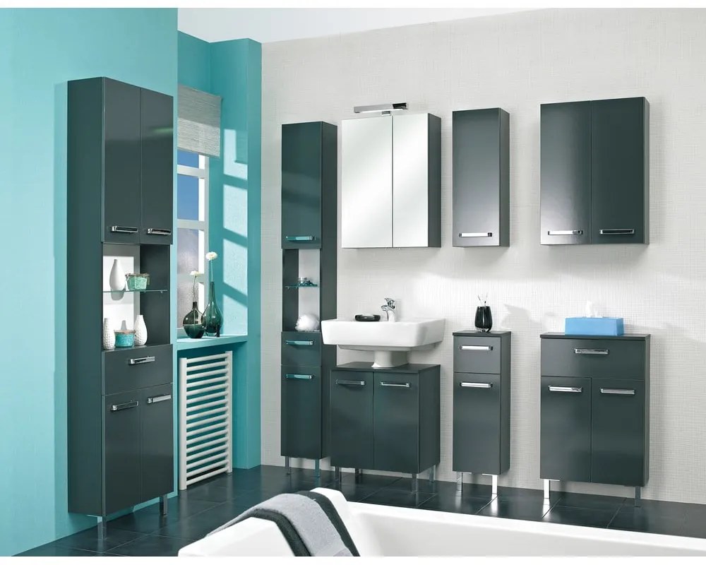Ciemnoszara niska szafka łazienkowa 50x81 cm Set 311 – Pelipal