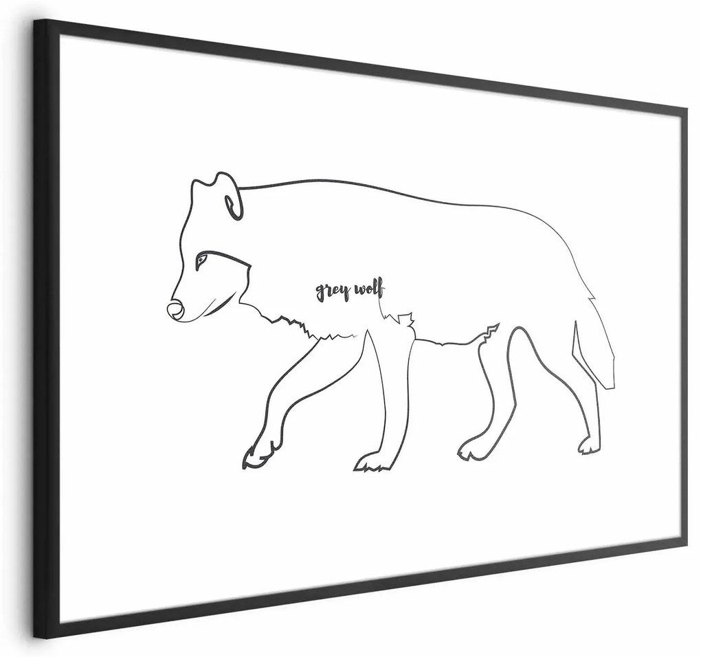 Plakat Wilk 90x60 cm z ramą czarną bez marginesu ARTGEIST B
