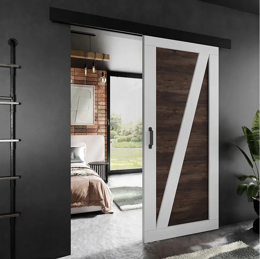 Drzwi przesuwne PALADIO 3 z maskownicą biały i jesion ciemny 60