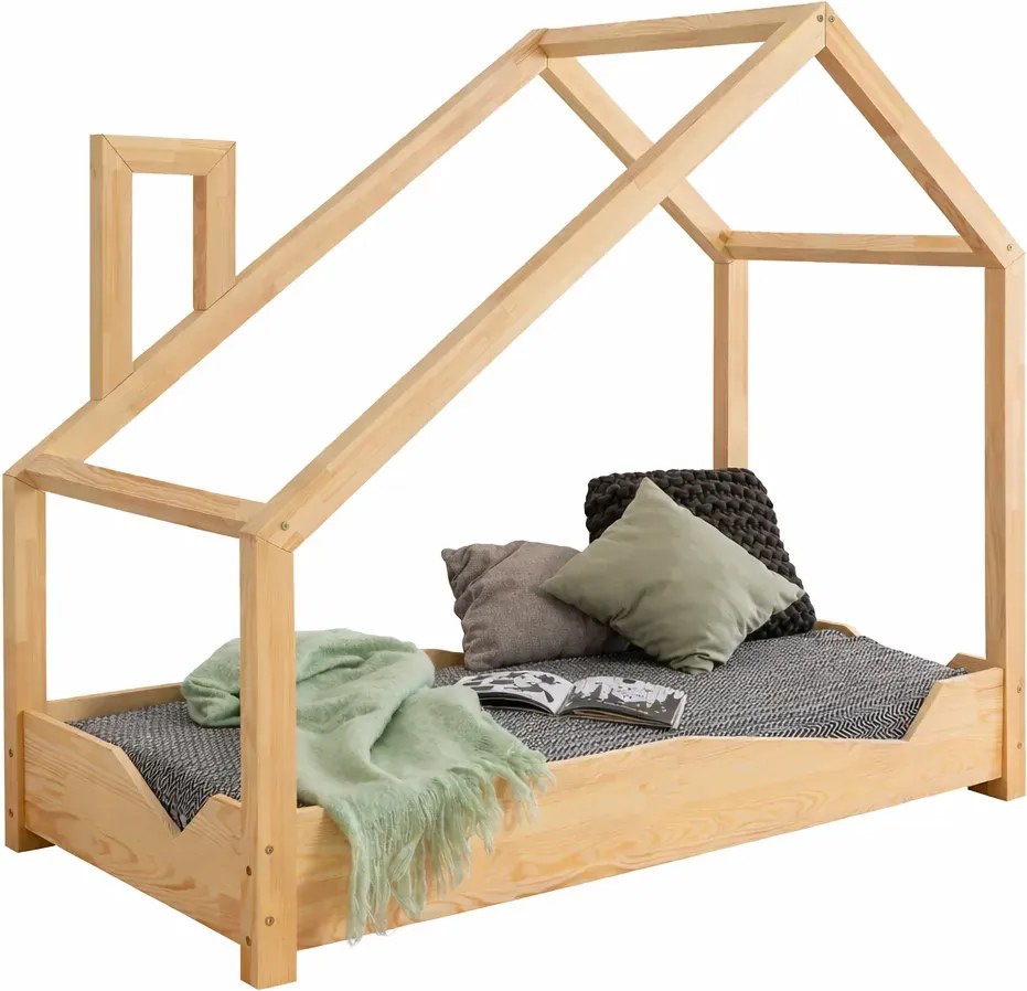 Drewniane łóżko dziecięce domek T2-D31