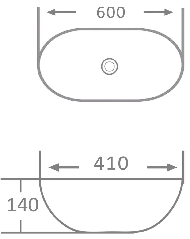 Umywalka ceramiczna nablatowa owalna czarna 60 x 41 cm VIRVE black Slim cienki rant