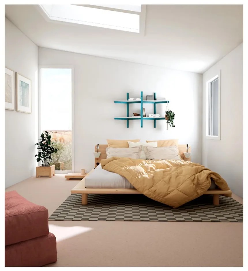 Łóżko dwuosobowe z drewna sosnowego ze stelażem 140x200 cm Peek – Karup Design