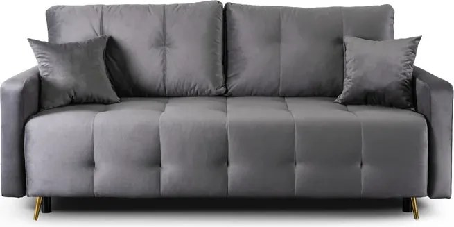 Sofa z Funkcją Spania SEUL Rozkładana Dwuosobowa Welurowa Szara Glamour