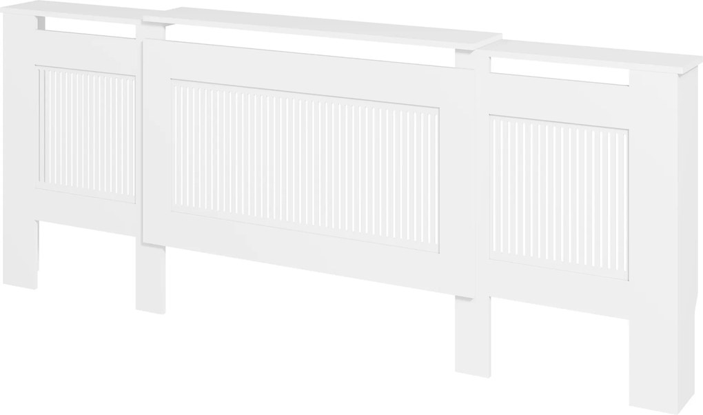 HOMCOM Osłona grzejnika, design z lamelami, regulowana długość 125-201 cm, MDF, Biała