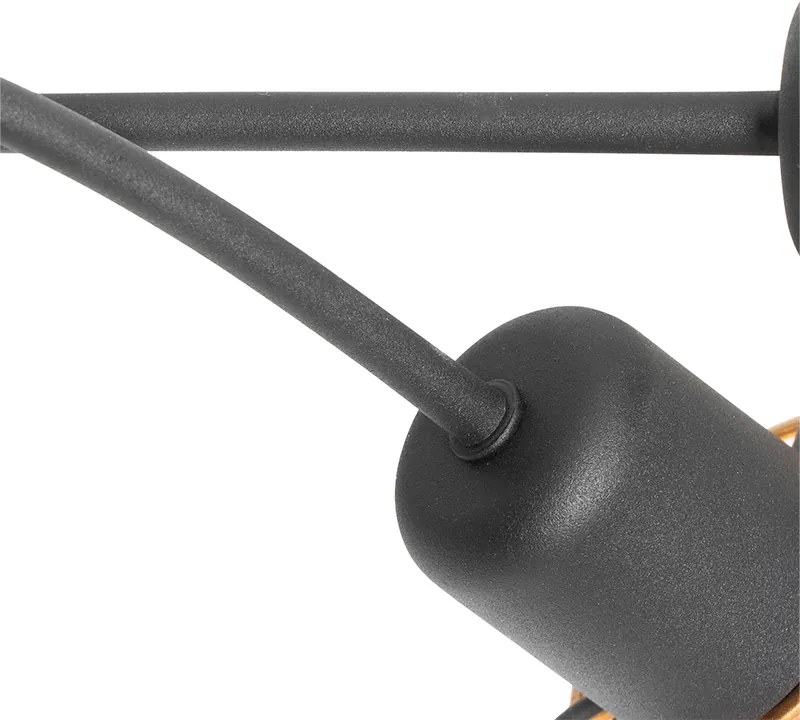 Designerska lampa sufitowa czarna ze złotem 5 świateł - NoudDesignerski Oswietlenie wewnetrzne