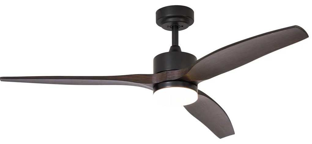 Czarny Wentylator sufitowy z lampą z nadrukiem drewna 132 cm z LED ściemnialny z pilotem - Joly Nowoczesny Oswietlenie wewnetrzne