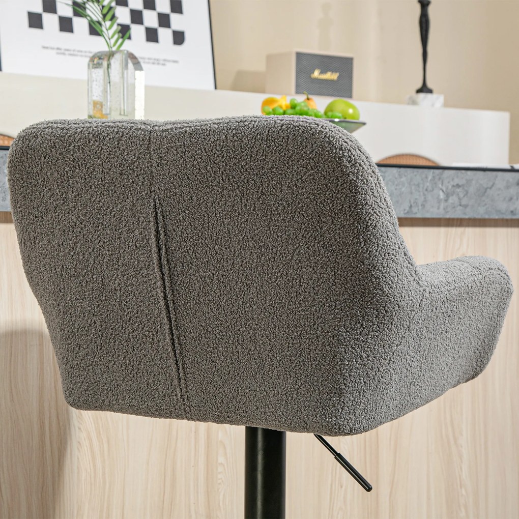 HOMCOM Hokery Barowe 2 w Zestawie w Stylu Retro Regulowane Flock Szary + Czarny