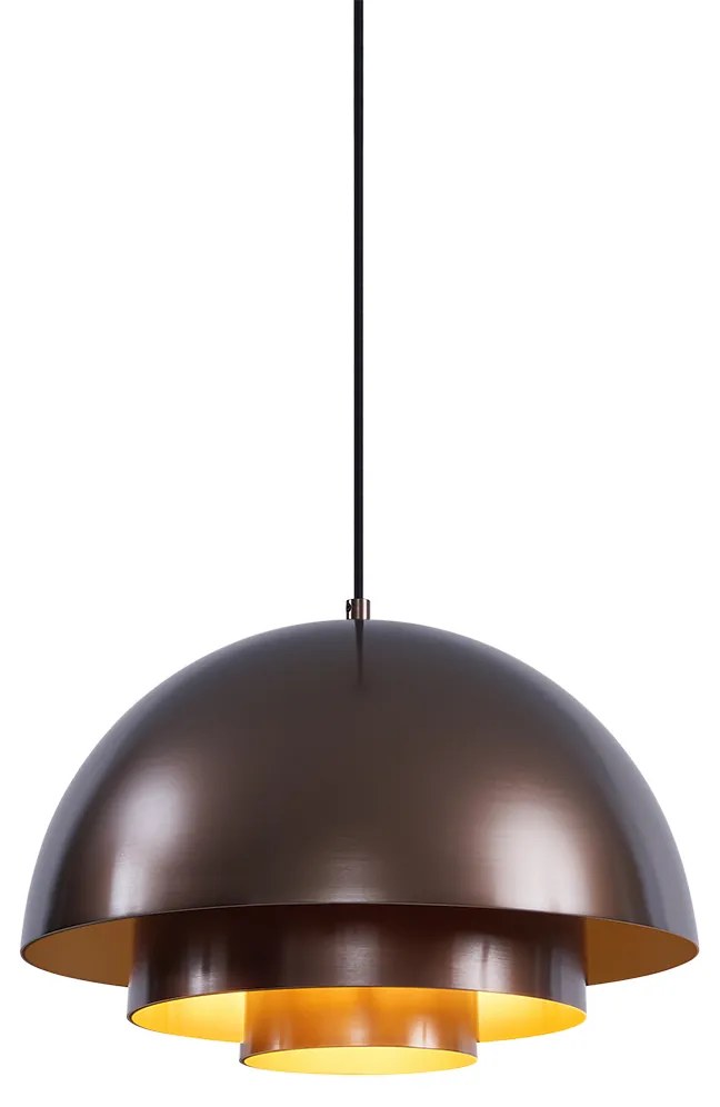 Skandynawska lampa wisząca ciemny brąz ze złotym wnętrzem - Loes