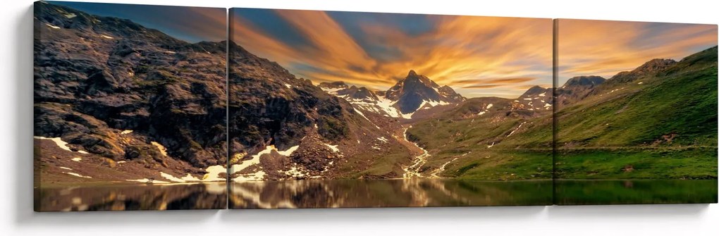 Obraz - Odbicie w górskim jeziorze (170x50 cm)