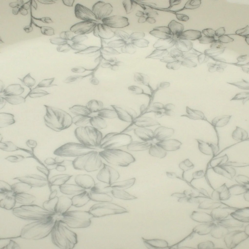 Zestaw 6 płytkich talerzy Delikatne kwiaty 26 cm, szary