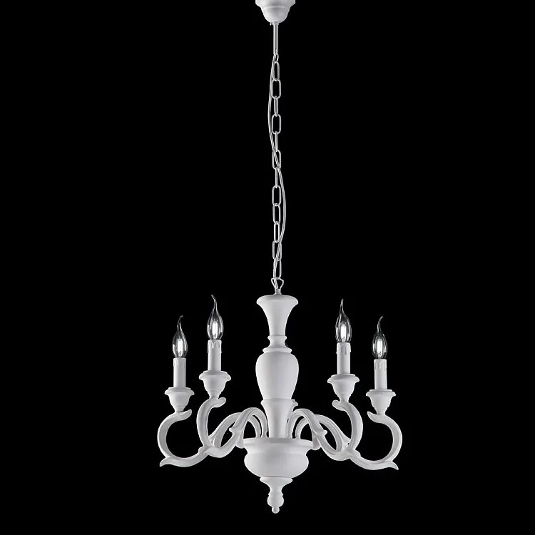 Fiorenza Shabby White Wooden Chandelier 5 Lights 110 Ø50 BL172-5-BCO
