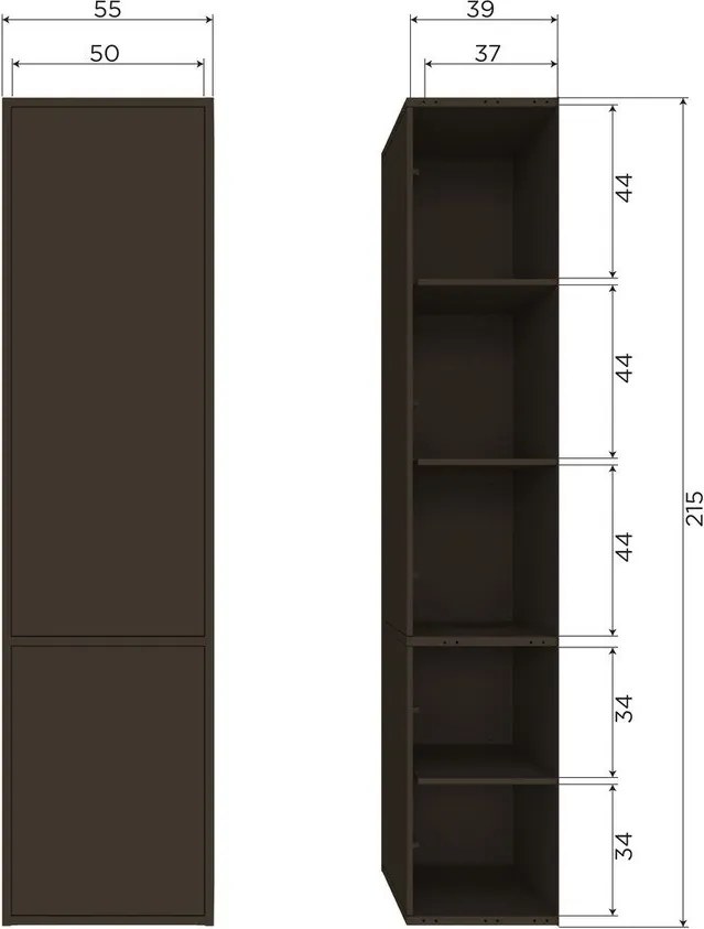 Ciemnobrązowa szafka modułowa z litego drewna sosnowego 55x215 cm Meggy – WOOOD