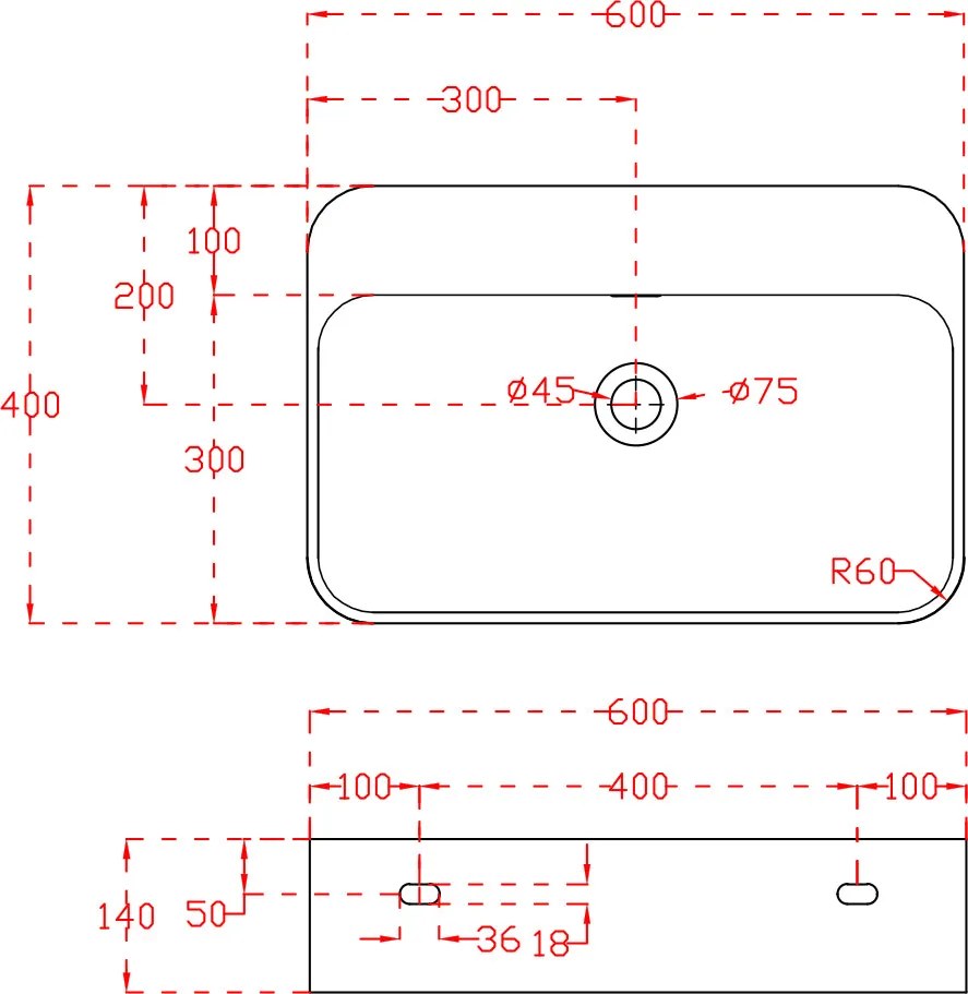 Umywalka ścienna nablatowa TWG201