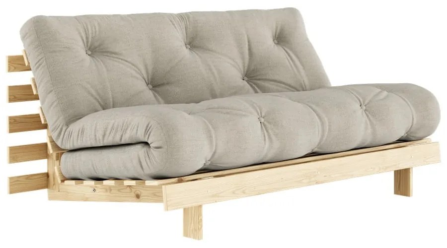 Szarobeżowa lniana rozkładana sofa 160 cm Roots – Karup Design