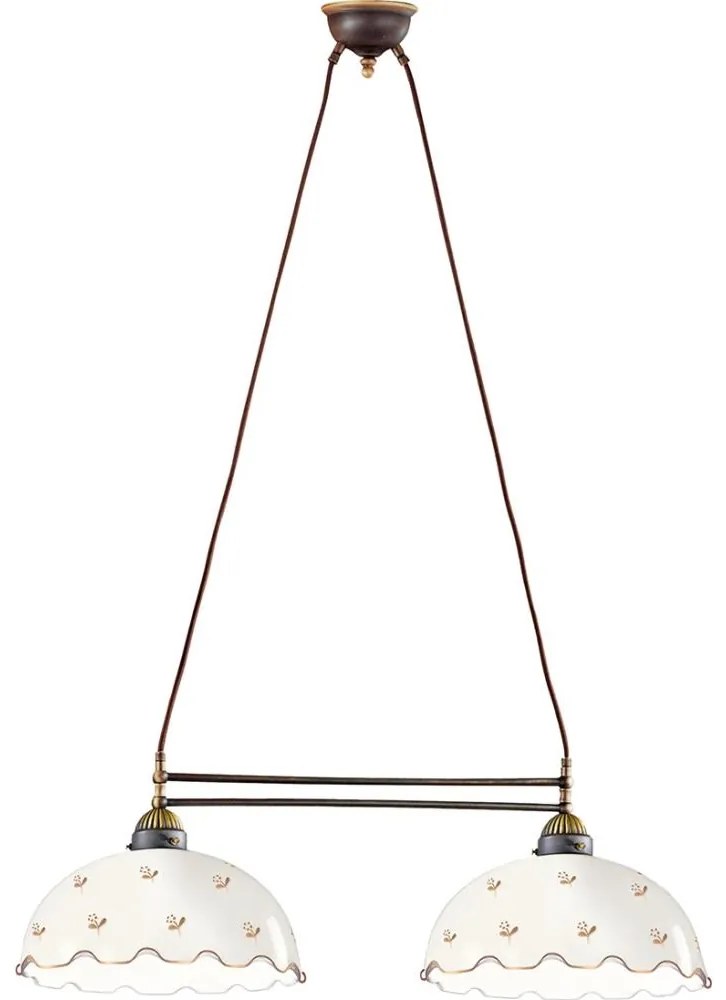 Kolarz 731.82.161 - Żyrandol wiszący na lince NONNA 2xE27/75W/230V, motyw kwiatowy, różowe złoto