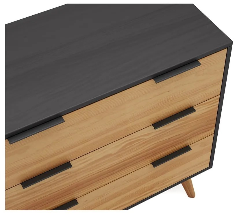 Czarno-naturalna wysoka komoda z drewna sosnowego 80x83 cm Lavis – Marckeric