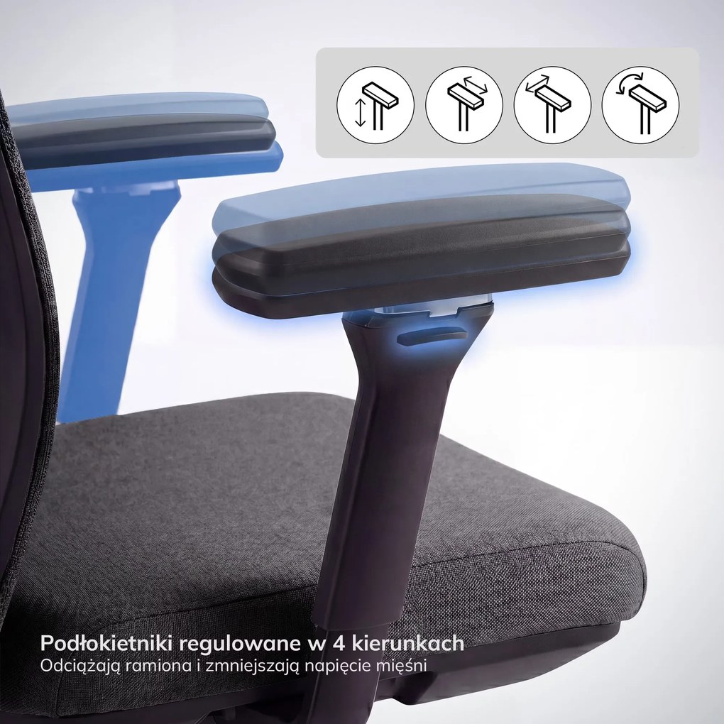 Fotel biurowy ergonomiczny ciemnoszary VECTOR