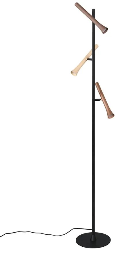 Czarna lampa stojąca LED z metalowym kloszem (wysokość 150 cm) Fiato – Trio