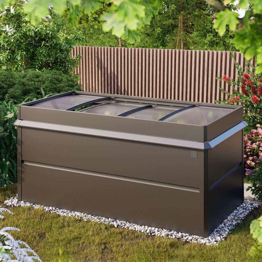 PRIMEYARD 200 x 100 x 77 cm Grządka podwyższona, stal, Antracyt metaliczny, z ochroną przed ślimakami i inspektem ogrodowym - (GFPV00774)