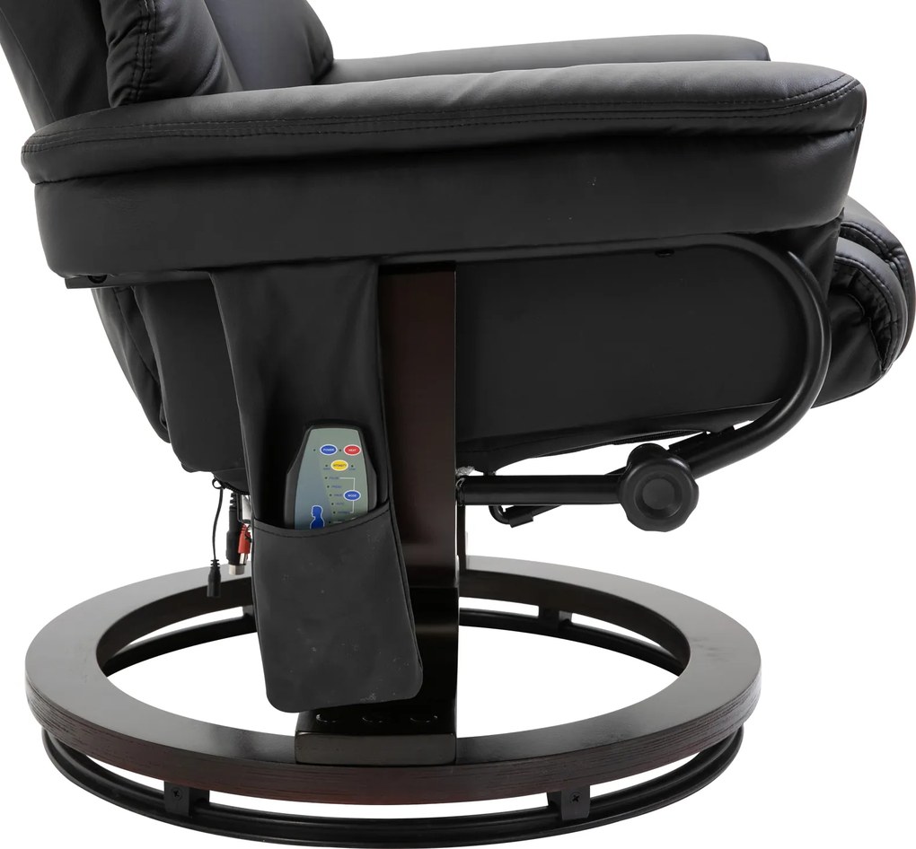 HOMCOM Fotel do masażu z podnóżkiem fotel relaksacyjny nachylenie 145° czarny 79 x 82 x 101 cm