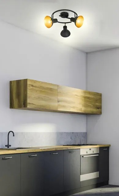 Potrójna metalowa lampa sufitowa do kuchni czarny + złoto - Z029 D1-M86